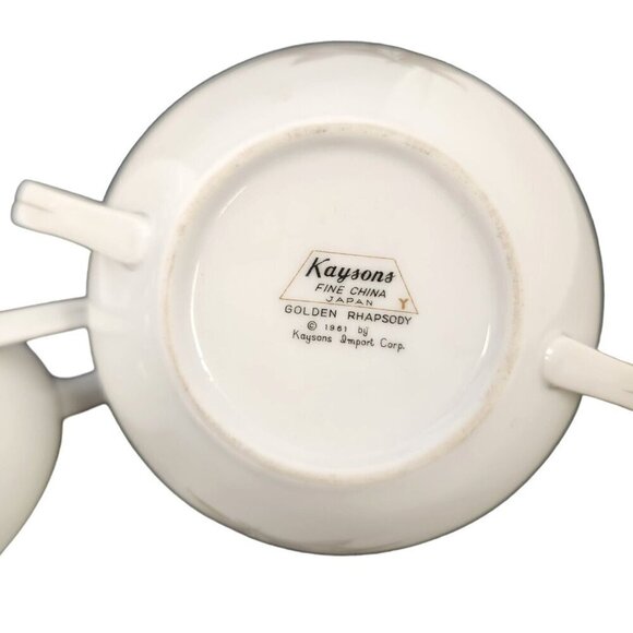 Kaysons Fine China Golden Rhapsody Sugar Bowl & Creamer Set Floral Design - Picture 5 of 12